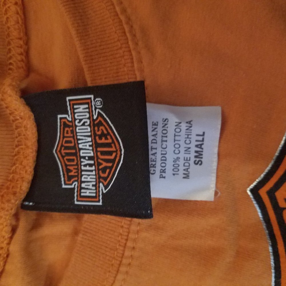 Orange Harley-Davidson T-Shirt Metallic Flowers - Picture 5 of 5